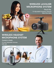 Load image into Gallery viewer, Microphone System Headset Mic/Stand Mic/Lavalier Lapel Mic with Rechargeable Bodypack Transmitter & Receiver 1/4" Output for iPhone, PA Speaker, DSLR Camera, Recording, Teaching