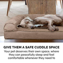 Load image into Gallery viewer, Furhaven Pet Bed for Dogs and Cats - Plush and Suede Sofa-Style Cooling Gel Foam Dog Bed, Removable Machine Washable Cover - Almondine, Large