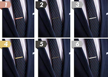 Load image into Gallery viewer, Tie Clips for Men 6 PCs, Elegant Metal Necktie Tie Bar Pinch Clasp for Wedding Anniversary, Business, Meeting and Daily Life. (Tie Clip)