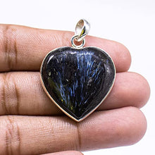 Load image into Gallery viewer, Blue Flash Nuummite Gemstone Pendant, 925 Sterling Silver Pendant, Nuummite Cabochon Pendant, Bridal Necklace Jewelry, Wedding Gift, Sale
