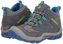 Load image into Gallery viewer, Merrell Chameleon 7 Mid Lace up Waterproof Hiking Boot, Grey/Blue, 10.5 US Unisex Little Kid