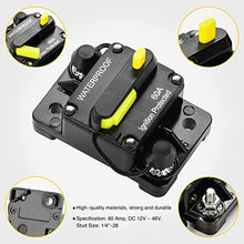 Load image into Gallery viewer, 60 Amp Circuit Breaker, Huazu Inline Fuse Inverter with Manual Reset for Car Audio RV ATV Marine Boat Truck Trolling Motors 12V- 48V DC Water Proof (Surface Mount-60A)