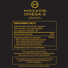 Load image into Gallery viewer, MOXXOR Omega-3 (2 Bottles x 60 Capsules Per Bottle) Omega-3 Supplement 100% from New Zealand – Greenlip Mussel Oil Natural Anti-Inflammatory, GMO Free