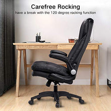 Load image into Gallery viewer, Hbada Ergonomic Executive Office Chair, PU Leather High-Back Desk Chair, Swivel Rocking Chair with Flip-up Padded Armrest and Adjustable Height, Black