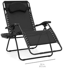 Load image into Gallery viewer, Best Choice Products Oversized Folding Mesh Zero Gravity Recliner Chair w/Cup Holder Accessory Tray and Removable Pillow, Black