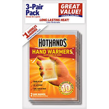 Load image into Gallery viewer, HotHands Hand Warmers - Long Lasting Safe Natural Odorless Air Activated Warmers - Up to 10 Hours of Heat - 3 Pair
