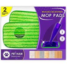 Load image into Gallery viewer, Turbo Mops Reusable Floor Mop Pads - Pack of 2, Machine Washable, 12-inch Microfiber Mop Refills - Compatible with Swiffer Wet Jet - Household Cleaning Tools