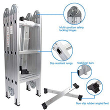 Load image into Gallery viewer, LUISLADDERS Folding Ladder Multi-Purpose Aluminium Extension 7 in 1 Step Heavy Duty Combination EN 131 Standard (12.5 Feet)