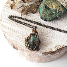 Load image into Gallery viewer, Genuine Natural Raw Green Emerald Pendant Necklace - Wire Wrapped Fine Jewelry For Women Wife Men Unisex - 24 Inches Chain - May Birthstone - Christmas Gift For Him Her