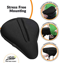 Load image into Gallery viewer, Bikeroo Large Exercise Bike Seat Cushion - Bicycle Wide Gel Soft Pad - Most Comfortable Bicycle Saddle Cover for Women and Men Bike Seat Gel Cover fits Cruiser and Stationary Bikes, Indoor Cycling