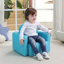 Load image into Gallery viewer, Emall Life Multifunctional 2in1 Children's Armchair Kids Wooden Frame Chair and Table Set CPSC Certified Boy’s and Girl’s Armrest Chair Easy to Clean (Blue)