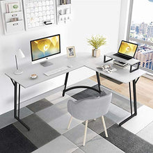 Load image into Gallery viewer, CubiCubi Modern L-Shaped Desk Computer Corner Desk, 59.1" Home Office Writing Study Workstation with Small Table, Space Saving, Easy to Assemble, White