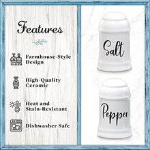 Load image into Gallery viewer, Home Acre Designs Salt and Pepper Shakers set Farmhouse Kitchen Decor Ceramic Salt Shaker -White Salt and Pepper Shaker - Wedding Registry Ideas Gifts Rustic Salt and Pepper Set Holder Table Decor