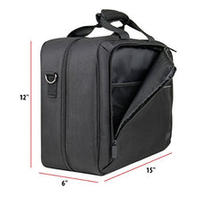 Load image into Gallery viewer, USA GEAR Console Carrying Case - Xbox Travel Bag Compatible with Xbox One and Xbox 360 with Water Resistant Exterior and Accessory Storage for Xbox Controllers, Cables, Gaming Headsets - Black