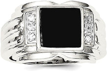 Load image into Gallery viewer, 925 Sterling Silver Mens Cubic Zirconia Cz Black Onyx Band Ring Size 9.00 Man Fine Jewelry For Dad Mens Gifts For Him