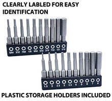 Load image into Gallery viewer, VETCO Magnetic Hex Allen Wrench Drill Bit Set, 20-Piece, With Extra Long Bits, Metric and SAE