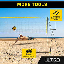 Load image into Gallery viewer, Ultra Sporting Goods Volleyball Net - Includes 32x3 Feet Regulation Size Net, 8.5-Inch PU Volleyball, Carrying Bag, Boundary Lines, Steel Poles & Pump - Height Adjustable for Men, Women & Co-Ed Games