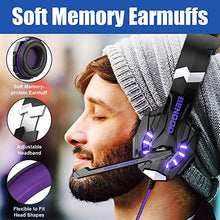 Load image into Gallery viewer, BENGOO G9000 Stereo Gaming Headset for PS4, PC, Xbox One Controller, Noise Cancelling Over Ear Headphones with Mic, LED Light, Bass Surround, Soft Memory Earmuffs (Purple)