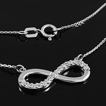 Load image into Gallery viewer, 14K White Gold Infinity Pendant Necklace with CZ Accents (18 Inches)