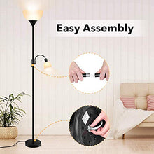 Load image into Gallery viewer, Floor Lamp - Standing Lamp, 9W+4W Energy Saving LED Bulbs, Torch Lamp with Adjustable Reading Lamp, 3000K Warm White, LED Floor Lamps for Bedroom, Living Room, Office, Working, Reading