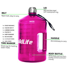 Load image into Gallery viewer, BuildLife 1 Gallon Water Bottle Motivational Fitness Workout with Time Marker/Drink More Daily/Clear BPA Free/Large 128OZ Capacity Throughout The Day(Purple,1 Gallon)