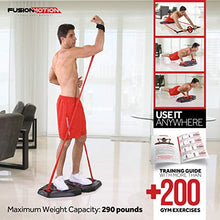 Load image into Gallery viewer, Fusion Motion Portable Gym with 8 Accessories Including Heavy Resistance Bands, Tricep Bar, Ab Roller Wheel, Pulleys and More - Full Body Workout Home Exercise Equipment to Build Muscle and Burn Fat