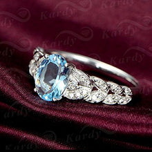 Load image into Gallery viewer, Kardy Jewelry Women's Solid 14K White Gold Oval Aquamarine Gemstone Diamond Wedding Engagement Band Ring Set