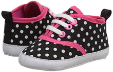 Load image into Gallery viewer, Luvable Friends Unisex Baby Crib Shoes, Black With Polka Dots, 0-6 Months