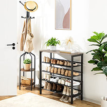 Load image into Gallery viewer, HOOBRO Shoe Rack, 5-Tier Shoe Storage Unit Flat & Slant Adjustable Shoe Organizer Shelf for 16 Pairs, Durable and Stable, for Entryway, Hallway, Closet, Dorm Room, Industrial, Greige BG01XJ01