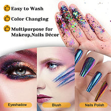 Load image into Gallery viewer, Silafuy Chameleon Flakes Color Shifting, 8 Color Changing Pigment Powder Flakes for Nails Art Epoxy Resin Supplies, Holographic Chrome Chameleon Flakes Metallic for Tumblers Paints Eyeshadow Makeup