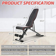 Load image into Gallery viewer, Yoleo Adjustable Folding Weight Bench (2020 Special Edition), 330lbs Weight Capacity, Decline/Incline/Flat, Workout Bench for Home Gym, Strength Training Exercise