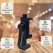 Load image into Gallery viewer, KobraTech Cell Phone Tripod Mount - UniMount 360 Universal iPhone Tripod Mount Adapter with Remote