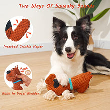 Load image into Gallery viewer, Napojoy Plush Dog Toy, Stuffed Dog Toys for Small Medium Large Dogs, Squeaky Dog Chew Toy with Crinkle Paper, Outdoor Puppy Toys Interactive Tough Rope Toys