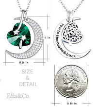 Load image into Gallery viewer, Emerald Necklace Birthday Gifts Women I Love You to the Moon and Back Half Moon Heart Shooting Star Fine Jewelry Sterling Silver