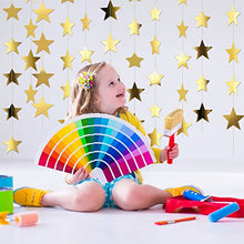 Load image into Gallery viewer, 130 Feet Glitter Star Paper Garland Banner Hanging Decoration for Graduation Class of 2022 Congrats Grad Wedding Birthday Festival Party Decoration (Gold)