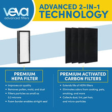 Load image into Gallery viewer, VEVA 8000 Elite Pro Series Black Air Purifier for Home & Large Room, 325 Sq Ft., HEPA Filter & 4 Premium Activated Carbon Pre Filters Removes Allergens, Smoke, Dust, Pet Dander & Odor Complete Tower Air Cleaner Home & Office