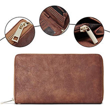 Load image into Gallery viewer, CLUCI Wallet Women Large Capacity Leather Designer Zipper Around Card Ladies Phone Clutch Wristlet Billfolds Two-tone Brown