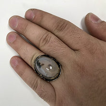 Load image into Gallery viewer, KAR Rare 925K STERLING SILVER Yemeni AGATE(Aqeeq) Large MEN'S RING USA SELLER P5B (12)