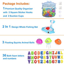 Load image into Gallery viewer, Bath Toy Sets, 36 Foam Bath Letters and Numbers, Floating Squirts Animal Toys Set with Fishing Net and Organizer Bag, Fish Catching Game for Babies Infants Toddlers Bathtub Time