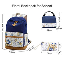 Load image into Gallery viewer, FLYMEI Floral Backpack for Women, Blue Bookbags for Women, Cute Canvas Backpack for School, Floral Bookbag for Teens, Girl Travel Back Pack, 15 Inch Fashion Backpack for Work