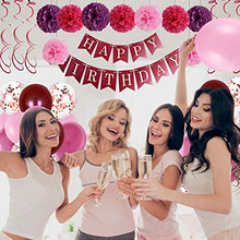 Load image into Gallery viewer, Birthday Decorations Women Party Supplies Hot Pink Birthday Party Decorations with Happy Birthday Banner, Balloons for 18th 19th 20th 21st 22nd 24th 25th 30th 40th 45th 50th 60th 70th Party Decor Suit