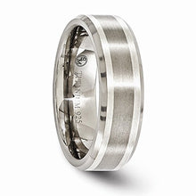 Load image into Gallery viewer, Edward Mirell Titanium Brushed 925 Sterling Silver Inlay 7mm Wedding Ring Band Size 8.00 Man Fancy Precious Metal Fine Jewelry For Dad Mens Gifts For Him