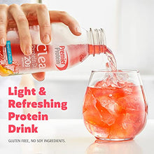 Load image into Gallery viewer, Premier Protein Clear Drink, Tropical Punch, 20g Protein, 0g Sugar, 1g Carb, 90 calories, Keto Friendly, Gluten Free, No Soy Ingredients 16.9 fl oz, 12 Pack