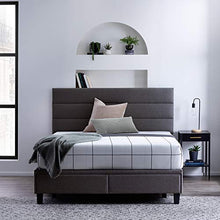 Load image into Gallery viewer, Edenbrook Johnson Upholstered Bed with Built-in Drawers-Modern Channel Tufted Headboard-Easy Assembly-Queen, Charcoal