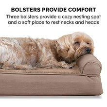 Load image into Gallery viewer, Furhaven Pet Bed for Dogs and Cats - Plush and Suede Sofa-Style Cooling Gel Foam Dog Bed, Removable Machine Washable Cover - Almondine, Large