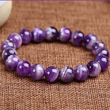 Load image into Gallery viewer, Purification Bracelet - Handmade Natural Semi-Precious Amethyst Bracelet - Stone Beaded Stretch Bracelet 8mm - Gemstone Round Beads Natural Stone Yoga Bracelet -