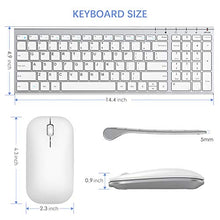 Load image into Gallery viewer, Wireless Keyboard Mouse, Seenda Ultra Thin Small Rechargeable Keyboard and Mouse Set with Number Pad, Aluminum Wireless Keyboard for Windows Laptop Computer, Silver White