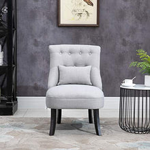 Load image into Gallery viewer, HOMCOM Accent Chair with Upholstered Fabric, Solid Wood Legs and Pillow, Perfect for The Living Room or Bedroom, Grey