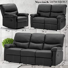 Load image into Gallery viewer, FDW Recliner Sofa PU Leather Set 3 PCS Motion Sofa Loveseat Recliner Sofa Recliner Couch Manual Reclining Chair 3 Seater for Living Room