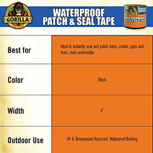 Load image into Gallery viewer, Gorilla Waterproof Patch & Seal Tape 4" x 10' Black, (Pack of 1)